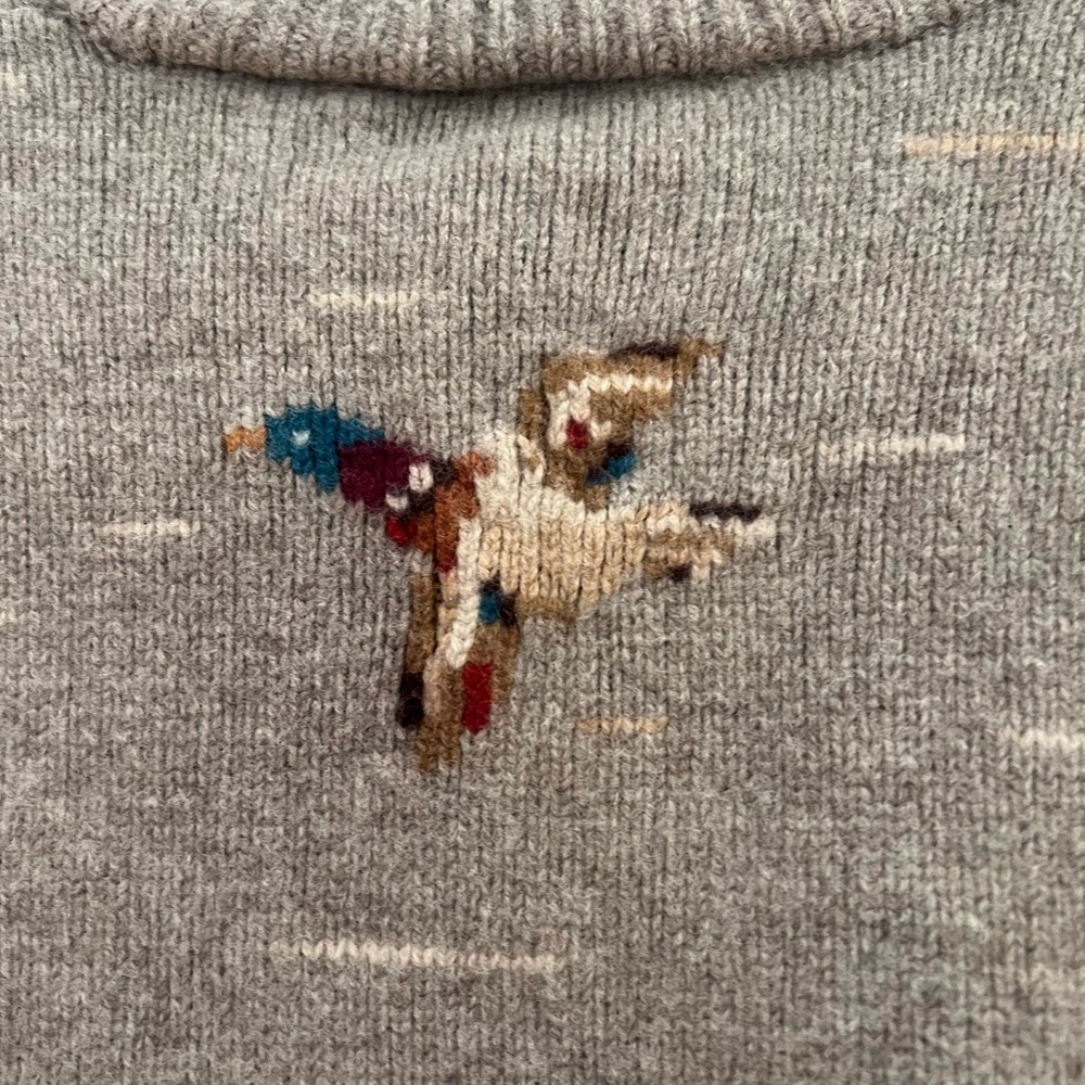 Lauren Ralph Lauren Taupe & Multicolor Embroidered Duck Cardigan - Picture 10 of 11